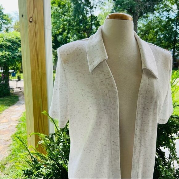 Vintage White &Gray Short Sleeve Wrap size 16P - Picture 2 of 8